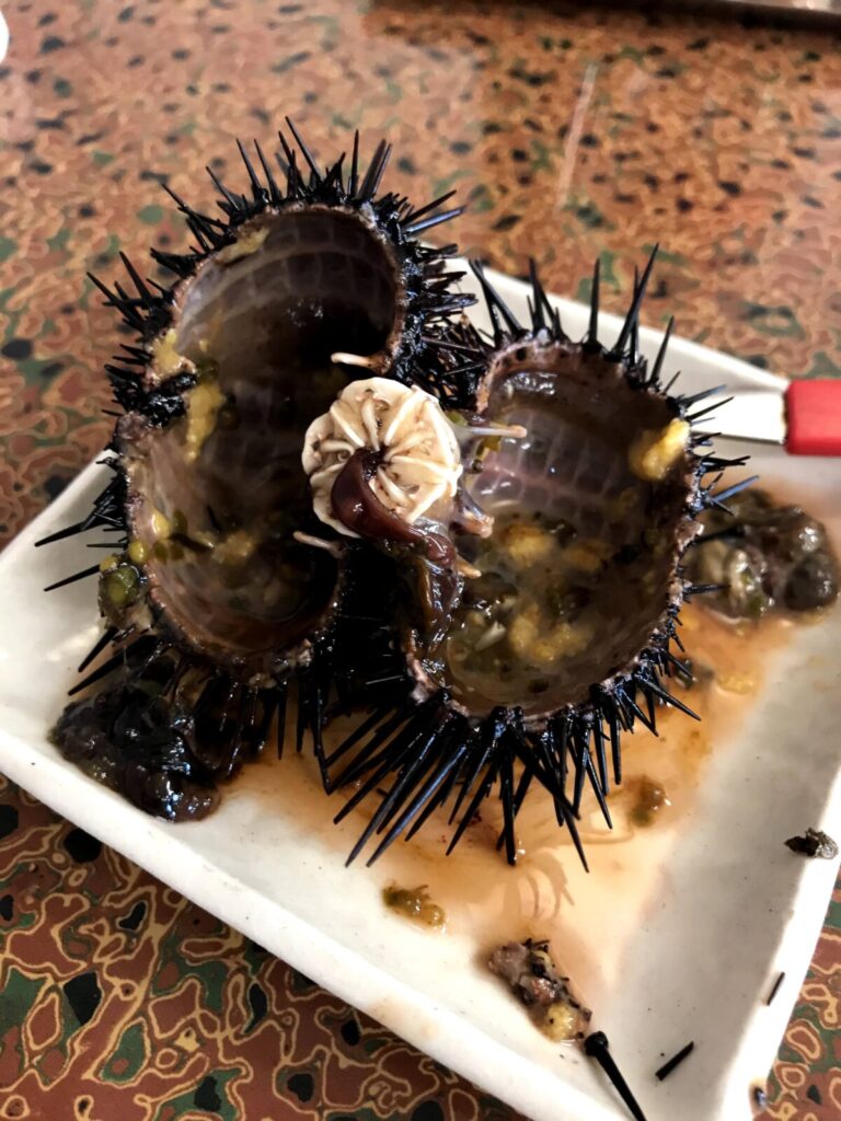 食べ終えたあとのウニの殻