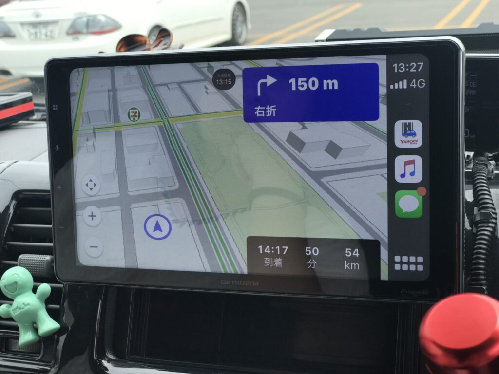 カーナビに表示された北海道のルート案内画面