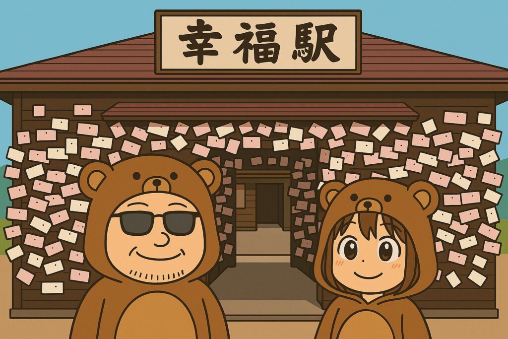 cartoon of two people in bear clothing