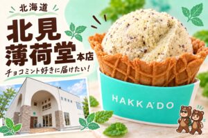 北見の薄荷堂本店、チョコミントアイス、くま夫婦を描いた記事アイキャッチ画像